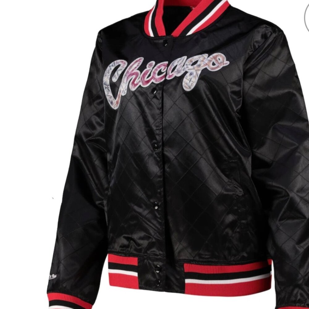 CHICAGO BULLS MITCHELL & NESS BLACK HARDWOOD CLASSICS 75th ANNIVESARY JACKET